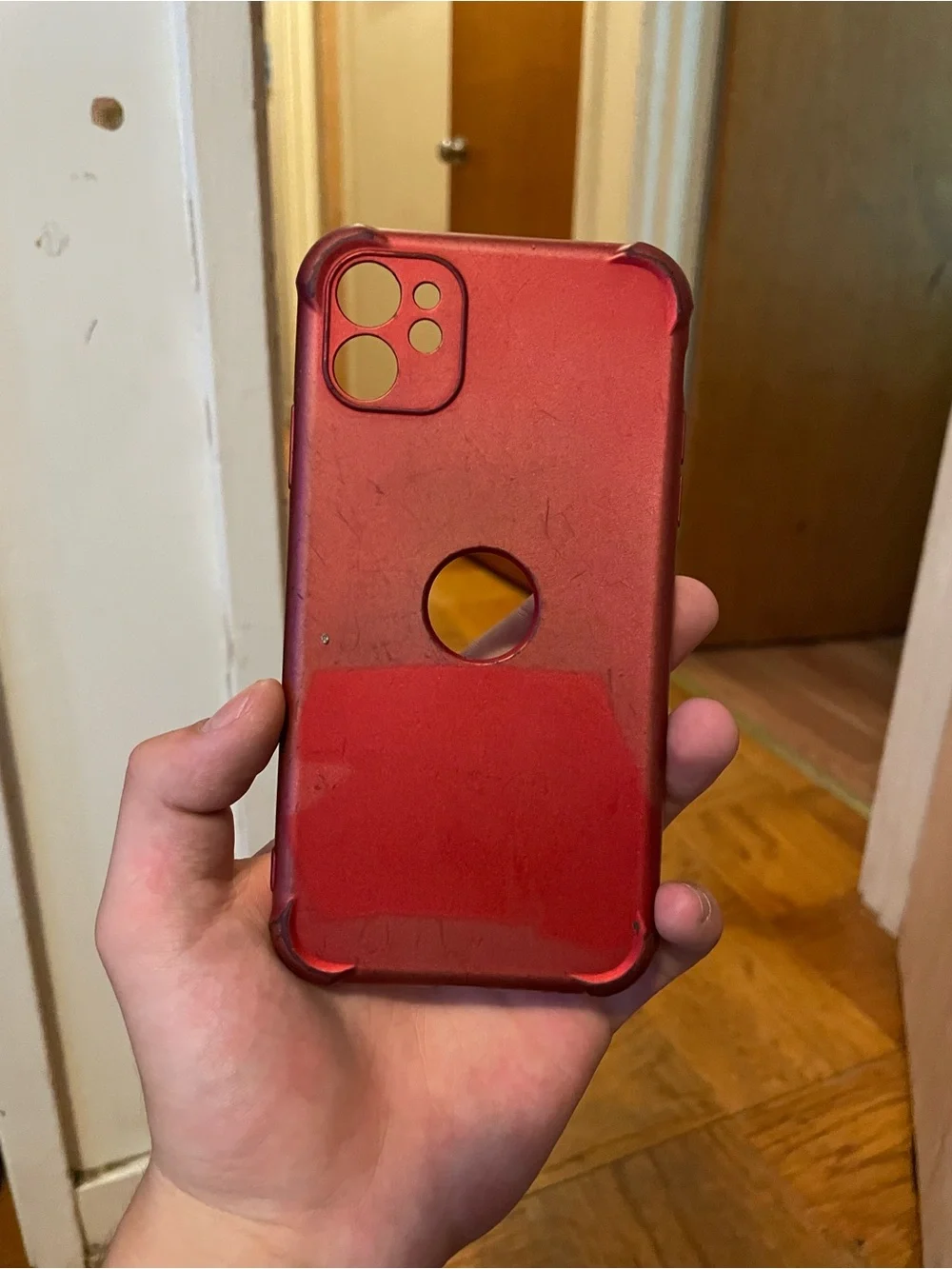 Apple Red Protective iPhone Case with Camera Cutouts